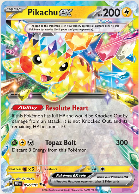 Pikachu ex - 057/191 - SV08: Surging Sparks (SSP)