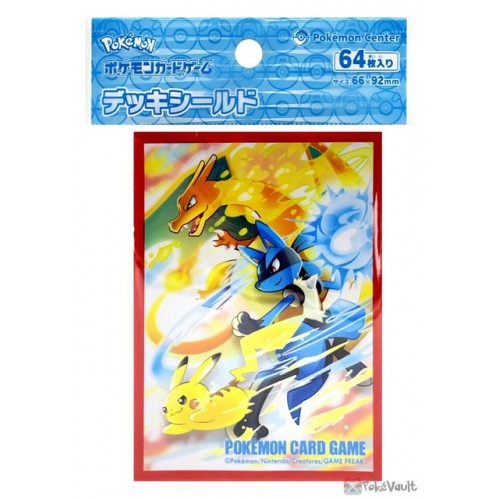 Pokemon Center 2026 Charizard Lucario Pikachu Battle Start! Set Of 64 Deck Sleeves (Red Border Version)