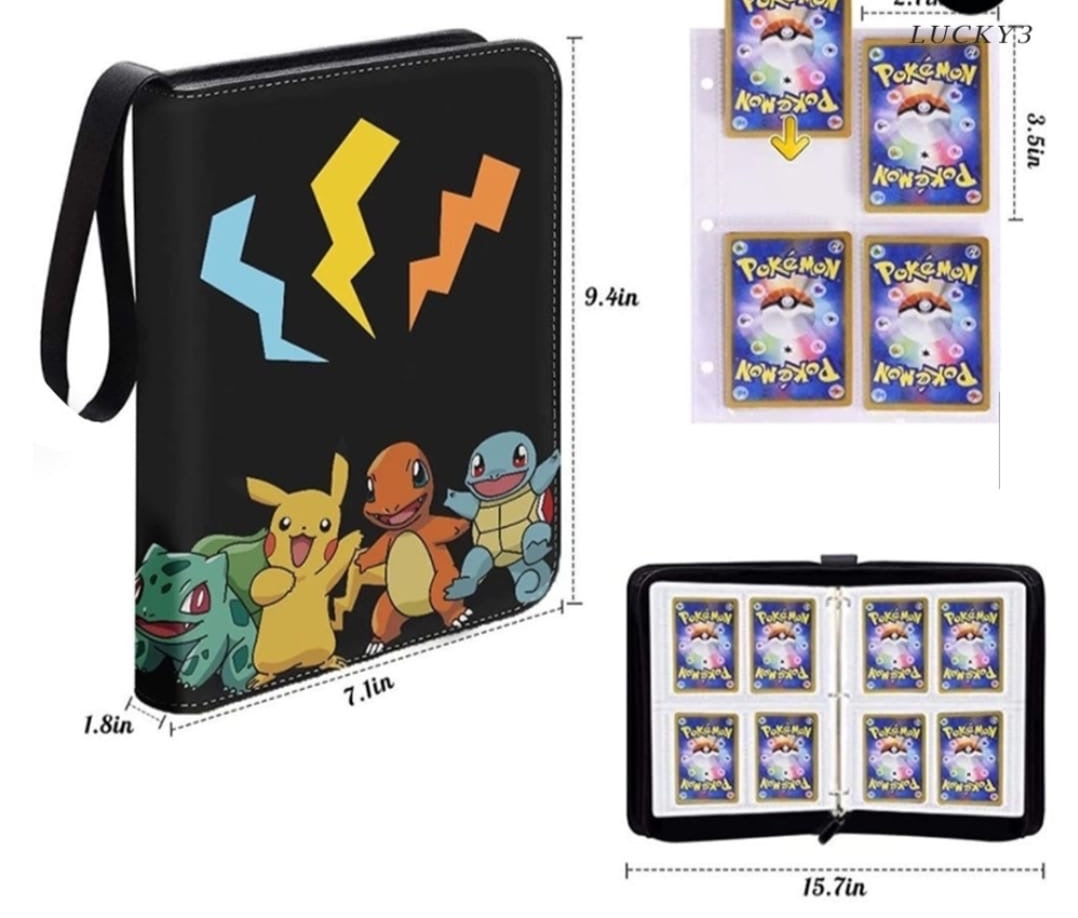 Binder Pokemon para 400 cartas, con ziper de cuerina