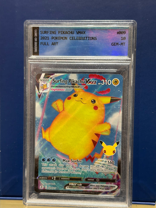 Surfing Pikachu VMAX #9 Pokemon Celebrations GOG 10