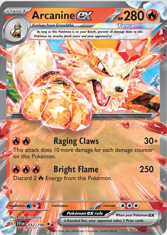Arcanine ex - 032/198 - SV01: Scarlet & Violet Base Set (SVI)