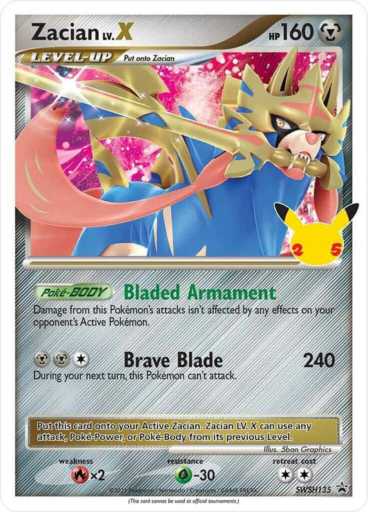 Zacian LV. X - SWSH135 - SWSH: Sword & Shield Promo Cards (SWSD)