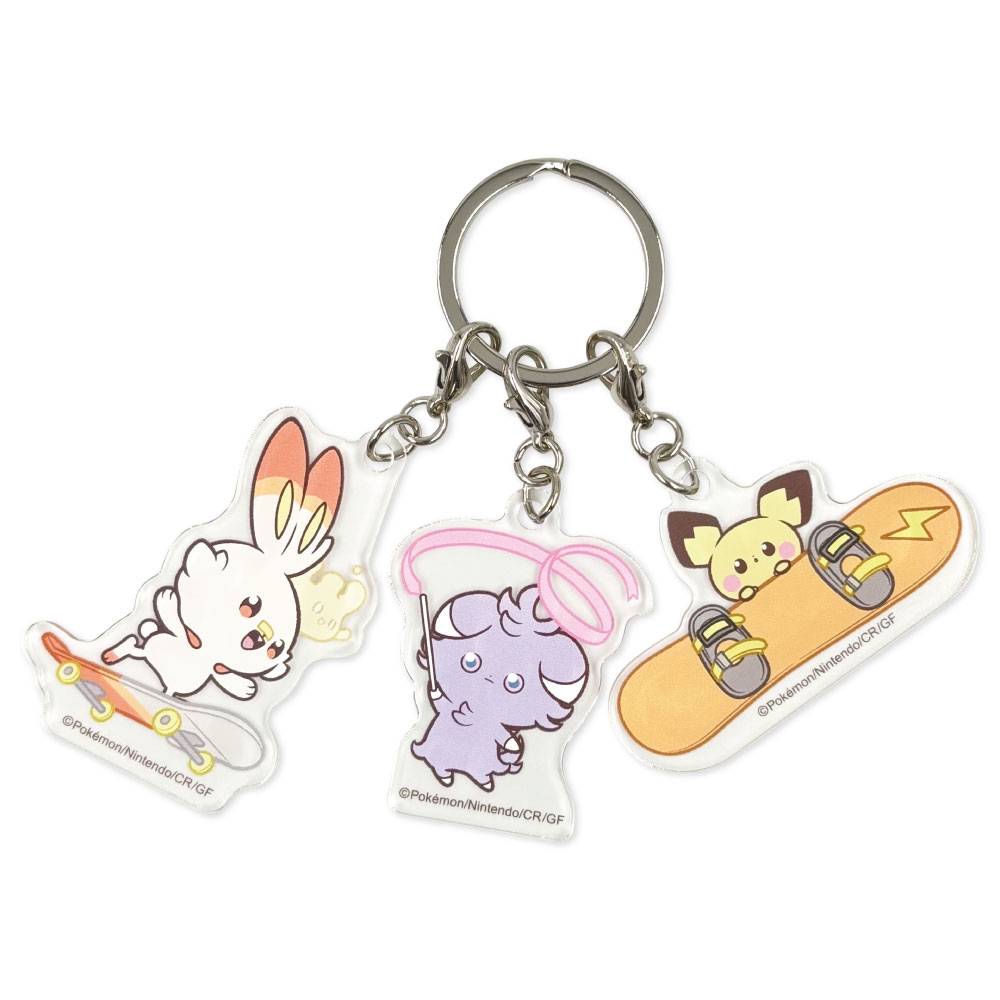 Llavero Scorbunny, Espurr y Pichu Pokemon center Pokepeace