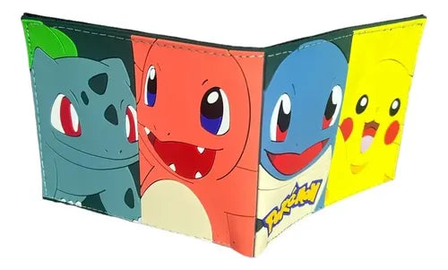 Billetera Charmander, Squirtle, bulbasaur y pikachu