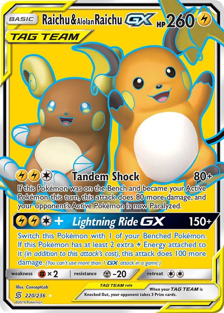 Raichu & Alolan Raichu GX (Full Art) - SM - Unified Minds (SM11)lp