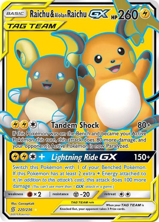 Raichu & Alolan Raichu GX (Full Art) - SM - Unified Minds (SM11)lp