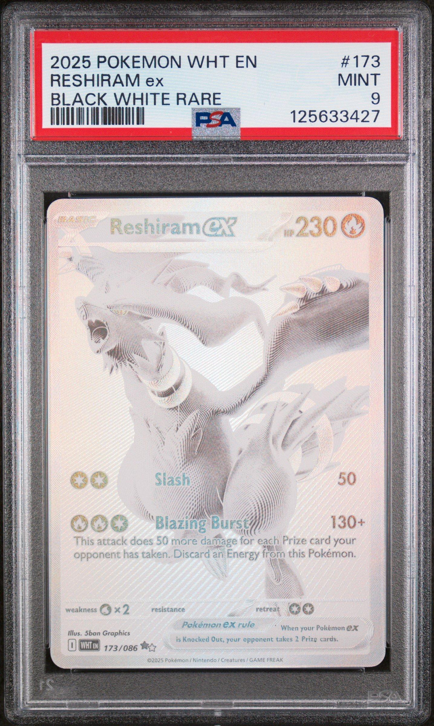 Reshiram ex - 173/086 - SV: White Flare (WHT) PSA 9