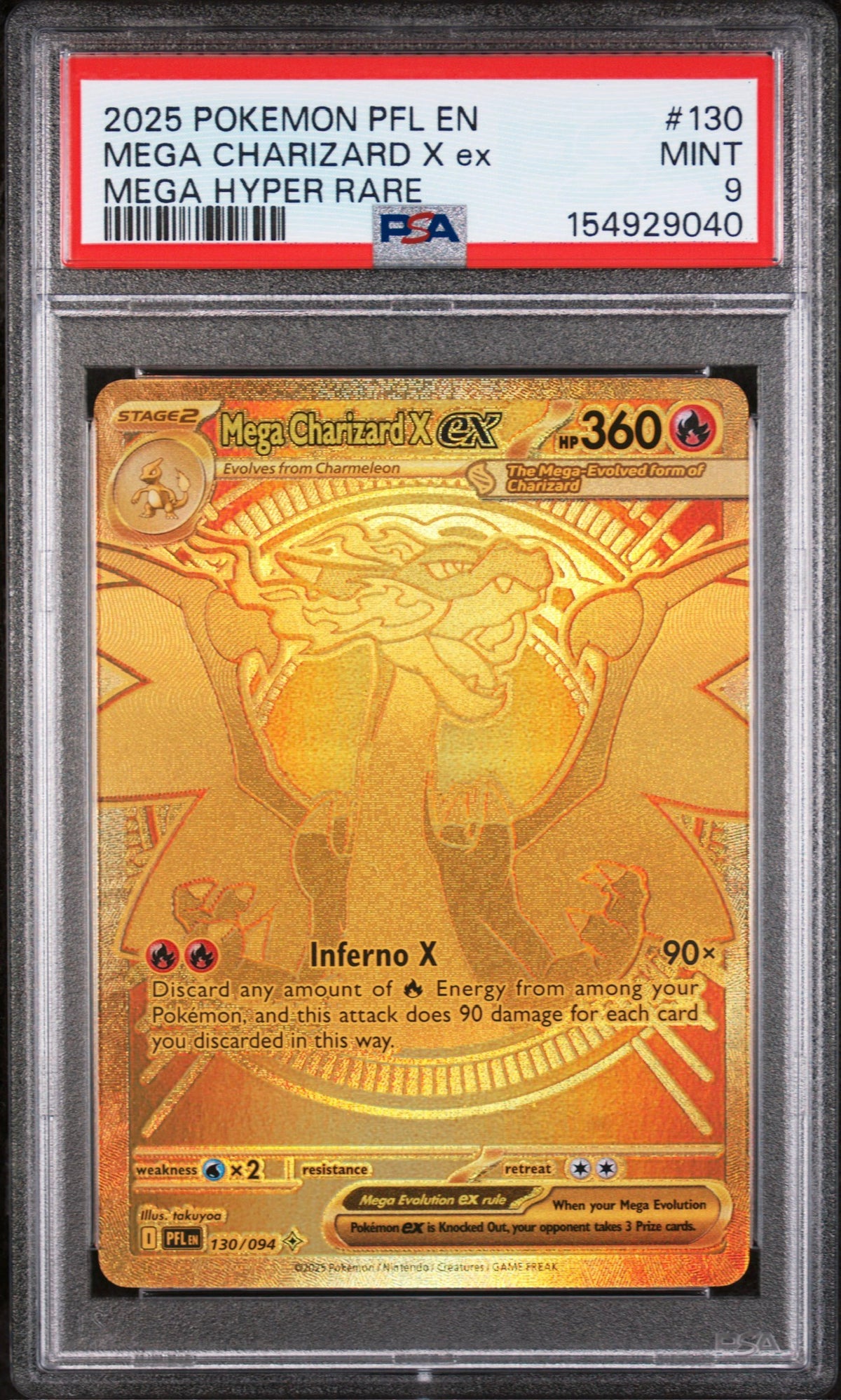 PSA 9 PHANTASMAL FLAMES #130 MEGA CHARIZARD X EX MEGA HYPER RARE