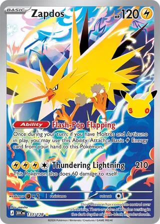 Zapdos - 133/128 - ME: 30th Celebration (30C)
