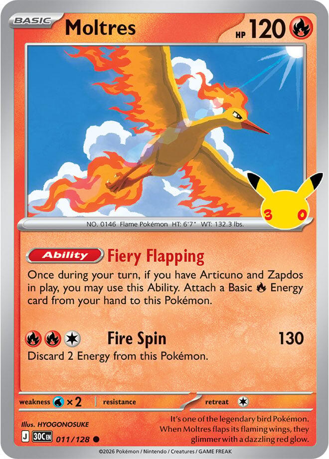 Moltres - 011/128 - ME: 30th Celebration (30C)