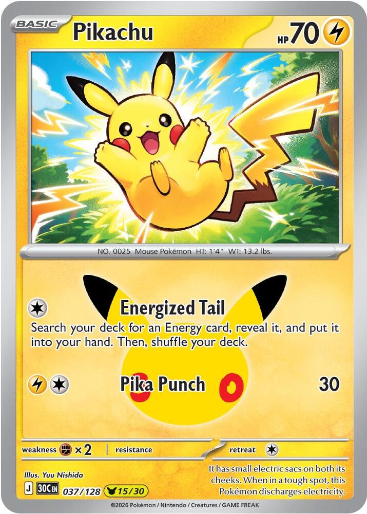 Pikachu - 037/128 - ME: 30th Celebration (30C)