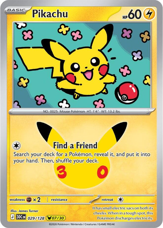Pikachu - 029/128 - ME: 30th Celebration (30C)