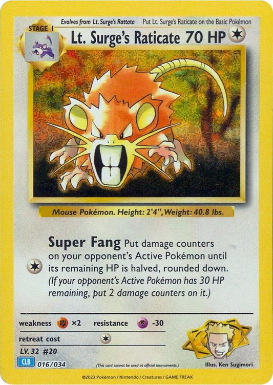 Lt. Surge's Raticate - Trading Card Game Classic (CL)