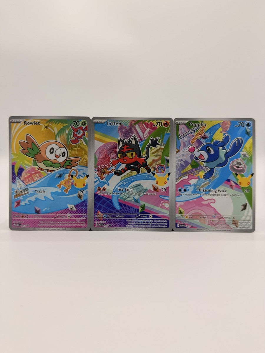First Partner set de alolan (Rowlet, Litten y Popplio)