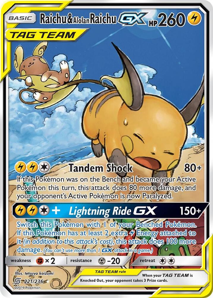 Raichu & Alolan Raichu GX (Alternate Full Art) - SM - Unified Minds (SM11)lp