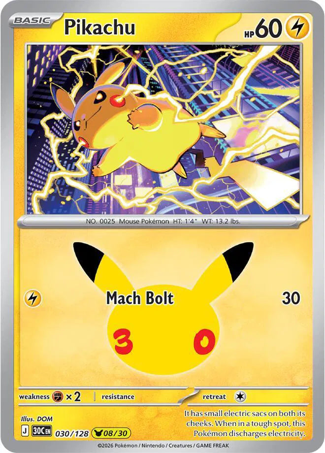 Pikachu 30th Celebration None 030/128