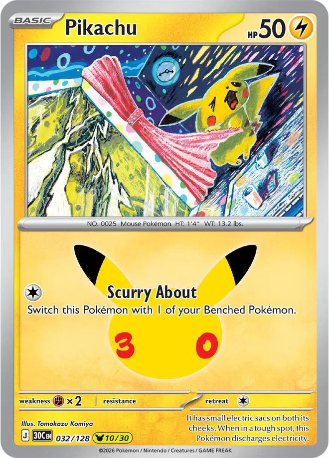Pikachu 30th Celebration None 032/128