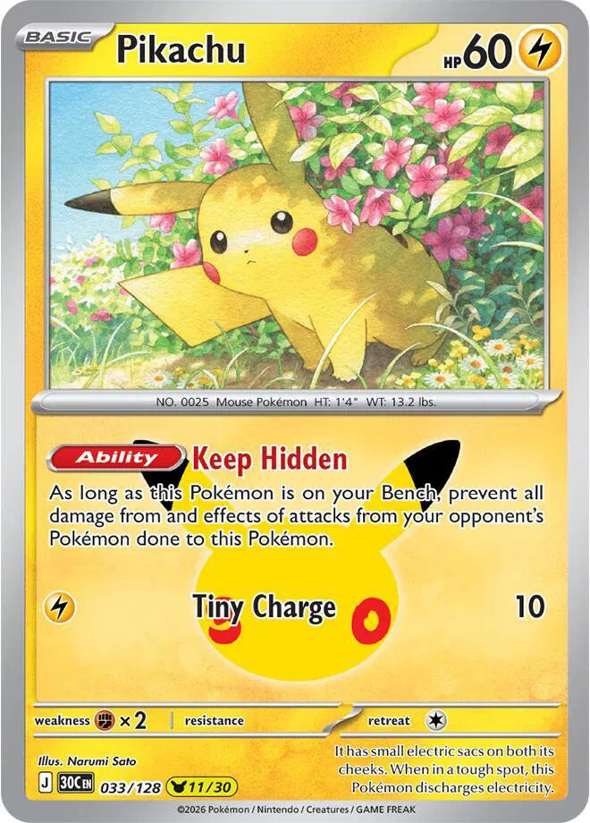Pikachu 30th Celebration None 033/128