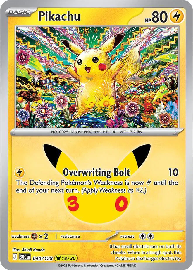 Pikachu 30th Celebration None 040/128