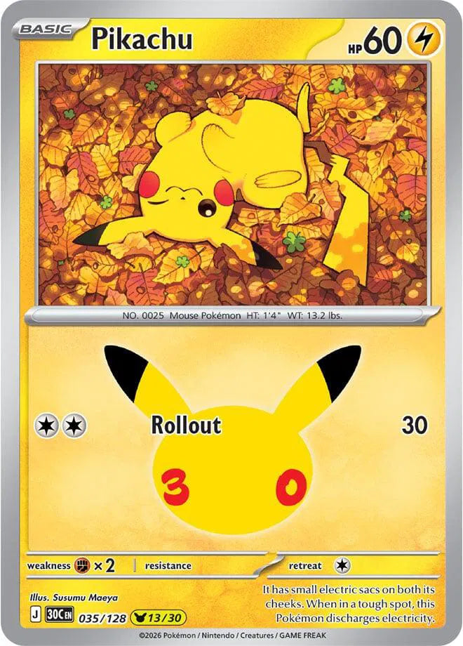 Pikachu 30th Celebration Pikachu Rare 035/128