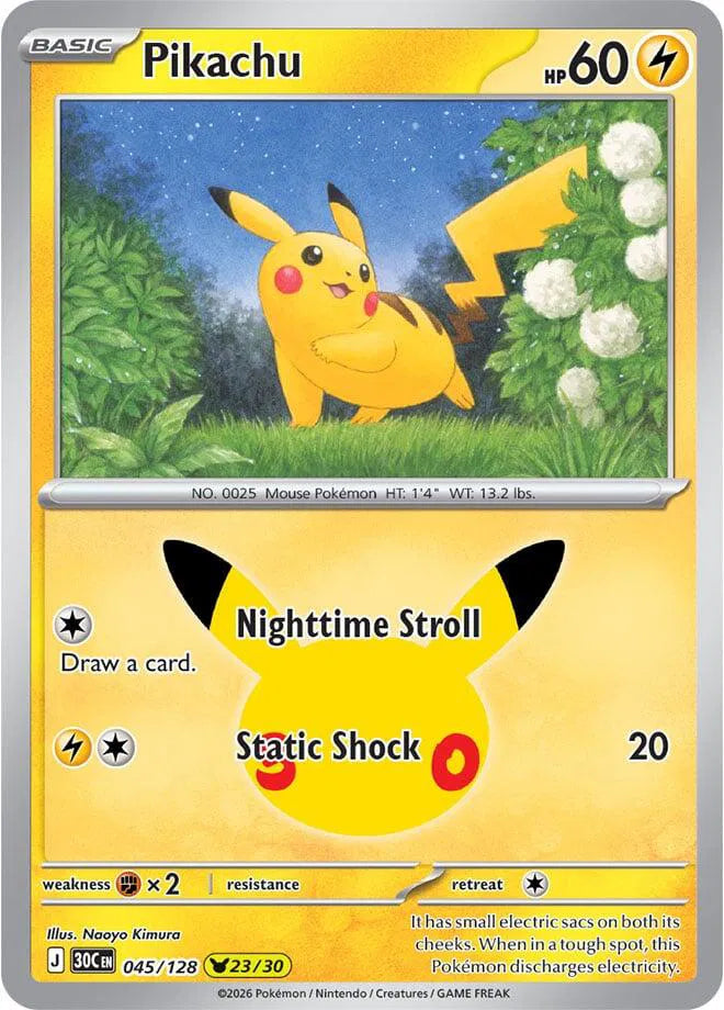Pikachu 30th Celebration Pikachu Rare 045/128