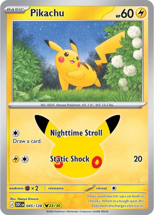Pikachu 30th Celebration Pikachu Rare 045/128