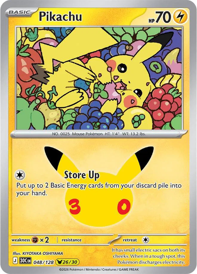 Pikachu 30th Celebration Pikachu Rare 048/128