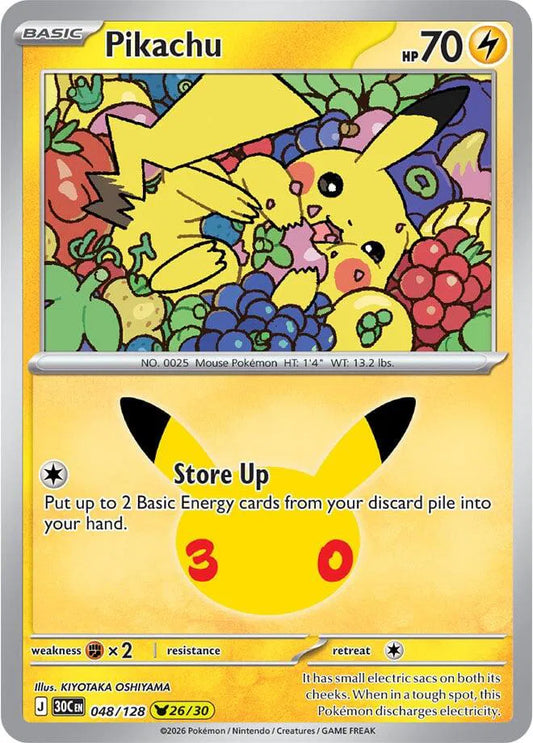 Pikachu 30th Celebration Pikachu Rare 048/128