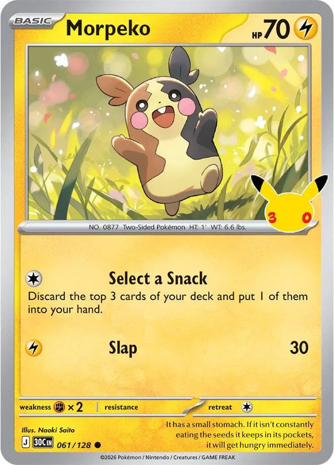 Morpeko 30th Celebration Common 061/128 holo