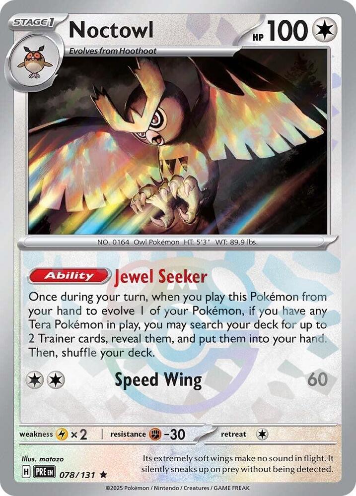 Noctowl (Master Ball Pattern) - SV: Prismatic Evolutions (PRE) español