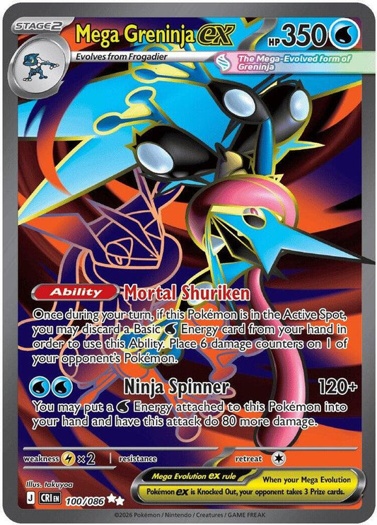 Mega Greninja ex - 100/086 - ME04: Chaos Rising (CRI)
ME04: Chaos Rising