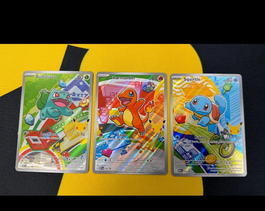 Charmander, Squirtle, Bulbasaur 037, 038, 039  frist parnter promoción 30ª generación 1