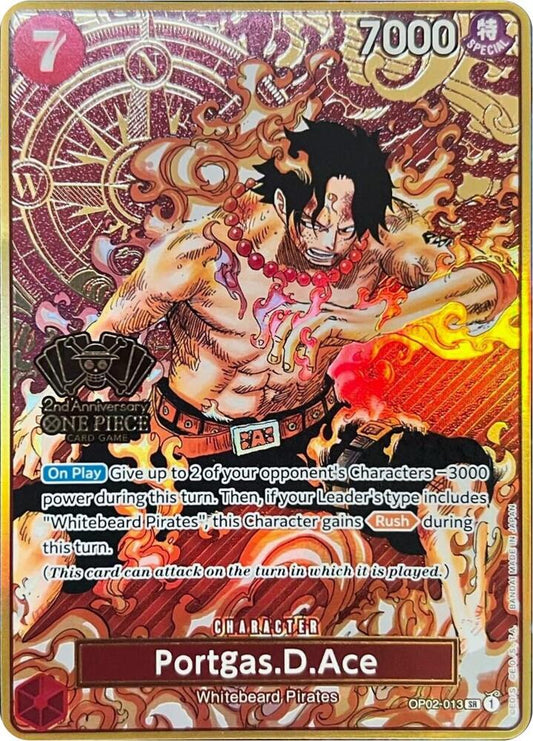 Portgas.D.Ace (Set del 2.º aniversario de la versión japonesa de One Piece) - Tarjetas promocionales de One Piece (OP-PR)