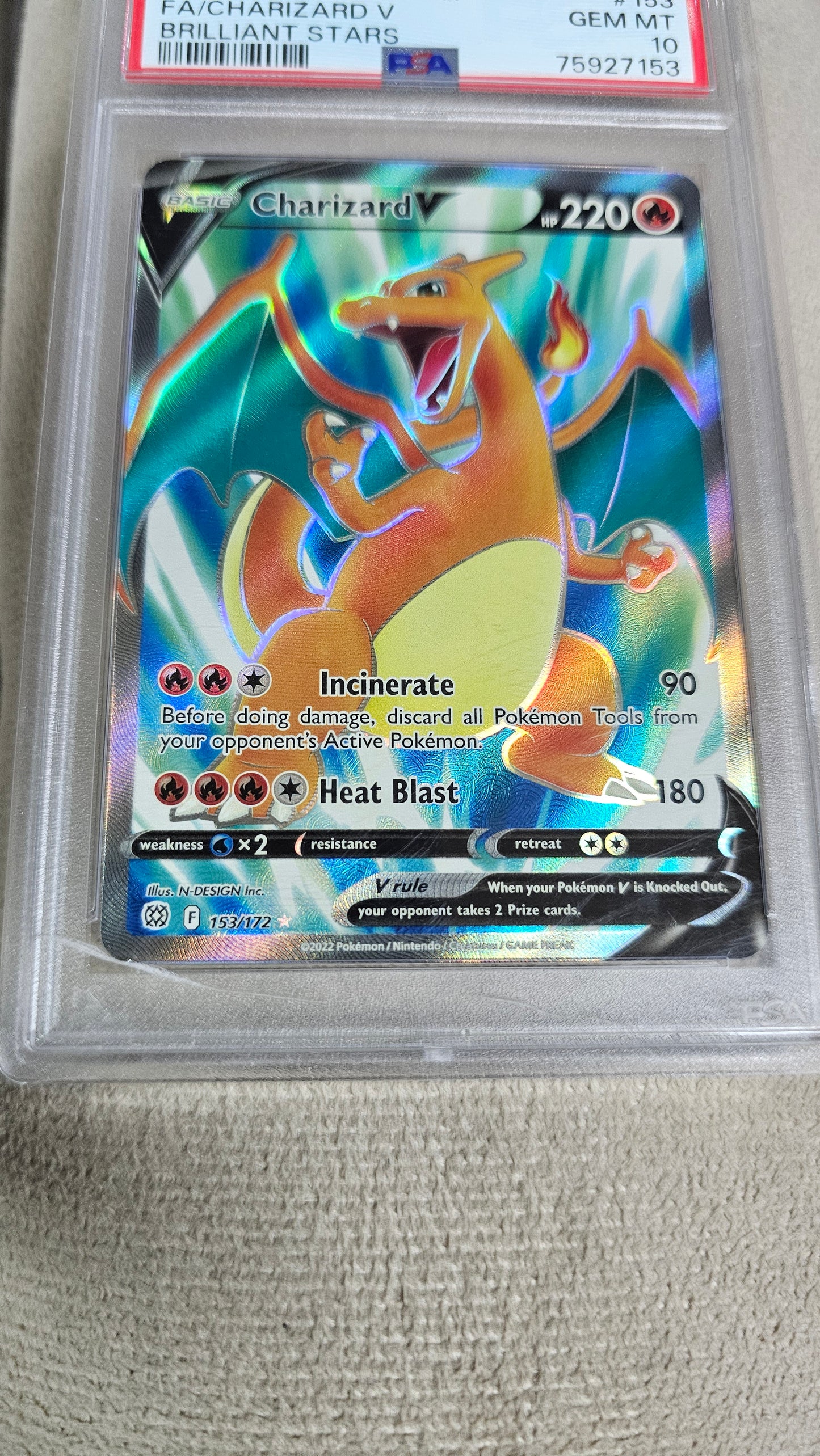 Charizard V #153 Pokemon Brilliant Stars PSA 10